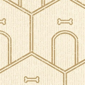 Dog House Geometric - Double Rule Stripe - Gold on Cream - Large
