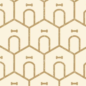 Dog House Geometric - Single Rule - Gold on Cream - Large