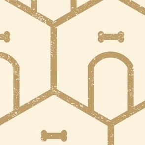 Dog House Geometric - Single Rule - Gold on Cream - Large