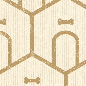 Dog House Geometric - Single Rule Stripe - Gold on Cream - Large