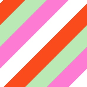 Diagonal Cabana Stripes in Italian Gelato Rainbow