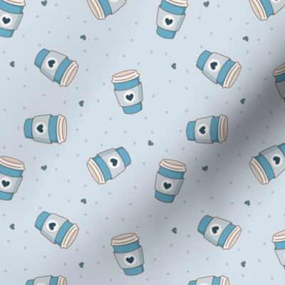 Coffee Cups - heart cups - Latte - blue coffee cups