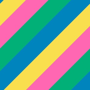 Diagonal Cabana Stripes in Vacation Rainbow