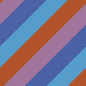 Diagonal Cabana Stripes in Rusty Retro Rainbow