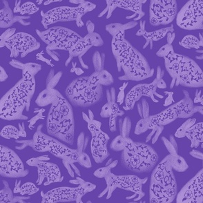 Chalk Rabbits on Purple