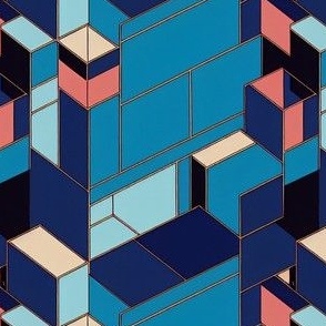 blue geometric cubism design
