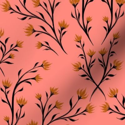 Little Wildflowers Symmetrical - Pink Mustard - LARGE