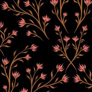  Little Wildflowers Symmetrical - Black Pink Mustard - LARGE