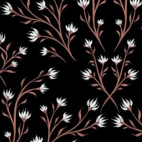 Little Wildflowers Symmetrical - Black Brown - LARGE