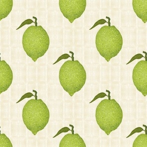 Limes on Linen Colored Textured Background