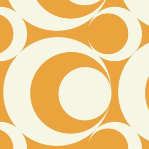 Burnt Orange Swirls and Circles On Cream (Large Scale)