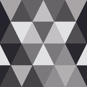 Triangle Patchwork - Geometric Triangles - Black Monochrome - 10x10"