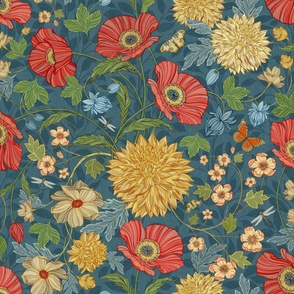 Summer Garden on Denim Blue