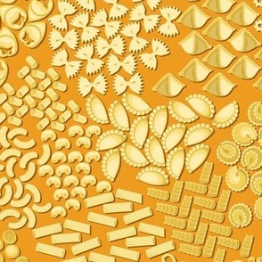 Italian Pasta, Yellow on an orange background