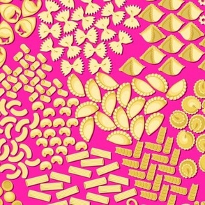 Italian Pasta, Yellow on a pink background