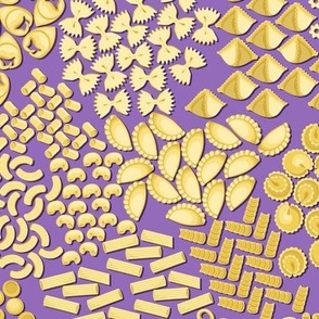 Italian Pasta, Yellow on a purple background