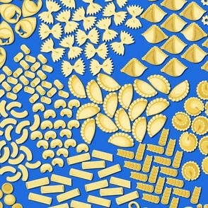 Italian Pasta, Yellow on a blue background