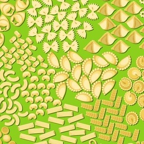 Italian Pasta, Yellow on a green background