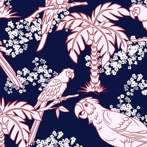 Parrot Jungle in Navy, White, and Red