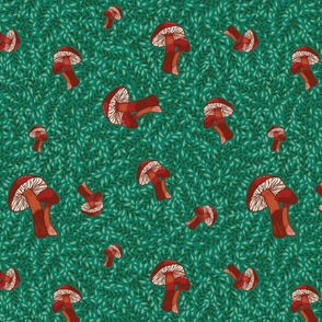 Mushroom Tossed Goblincore - Green, Red - Mid Scale
