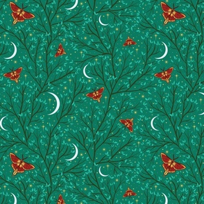 Moon and Moth - Green and Red - Mid Scale