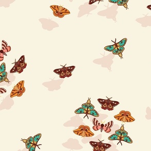 Moth/Butterfly Scattered - Cream - Jumbo Size