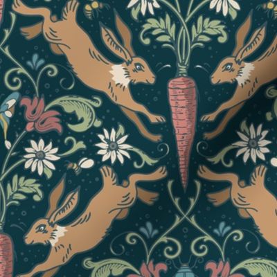 CATCH THE CARROT, BUNNY - VINTAGE COLOR PALETTE, LARGE SCALE