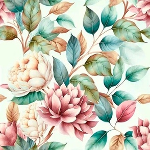 beautiful floral, peonies and leaves
