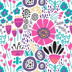  Scandinavian Folk Art Flower Pattern (Bright Colors)