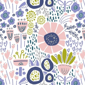  Scandinavian Folk Art Flower Pattern (Pastel Colors)