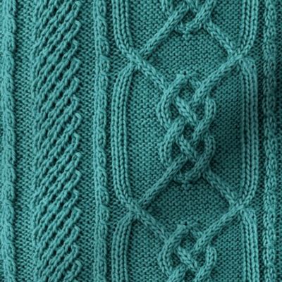 Turquoise Faux Cable Knit Sweater