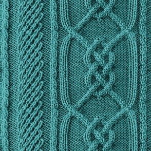 Turquoise Faux Cable Knit Sweater