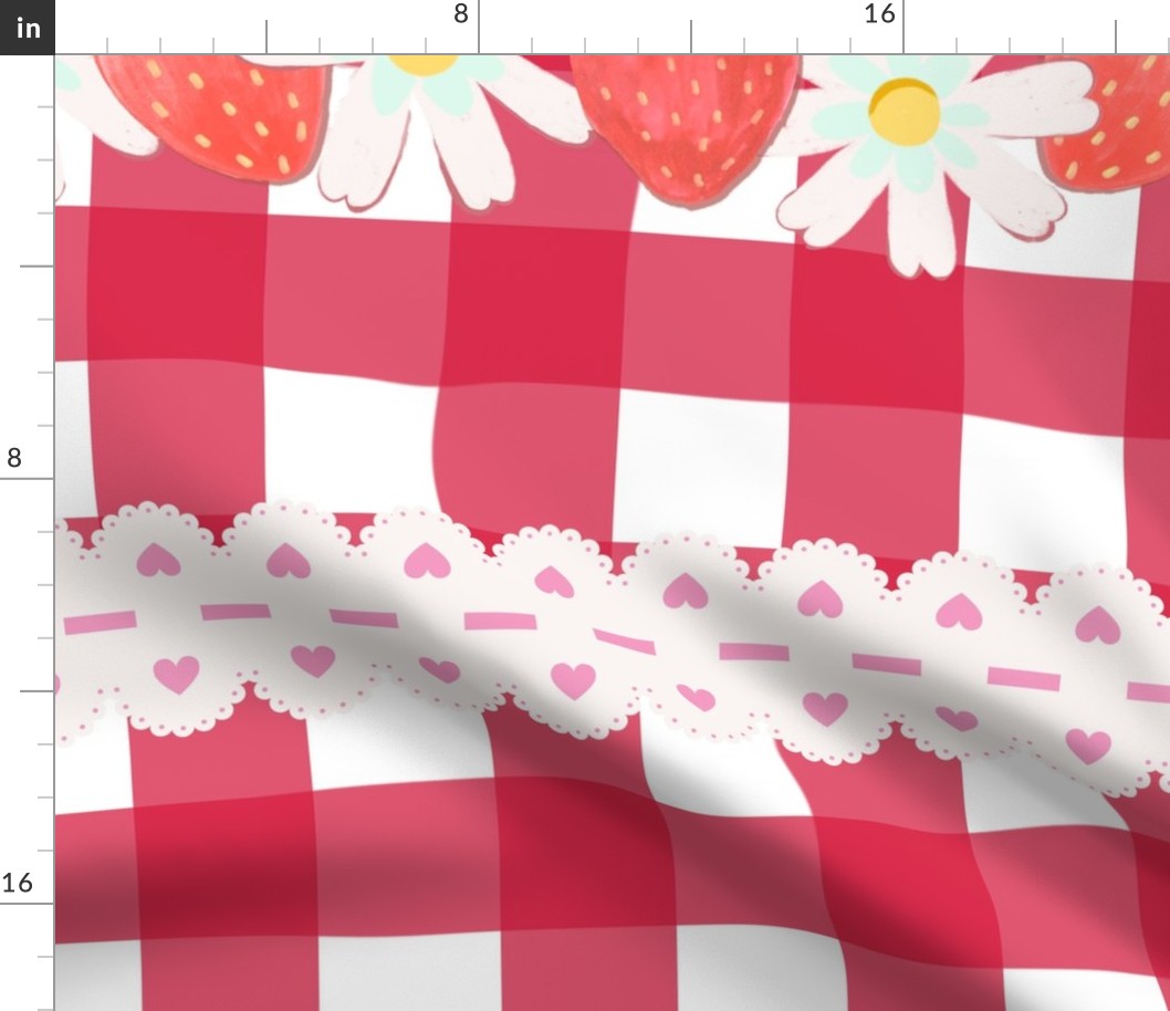 Strawberry Gingham Picnic Lace