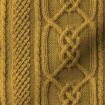 Mustard Yellow Faux Cable Knit Sweater