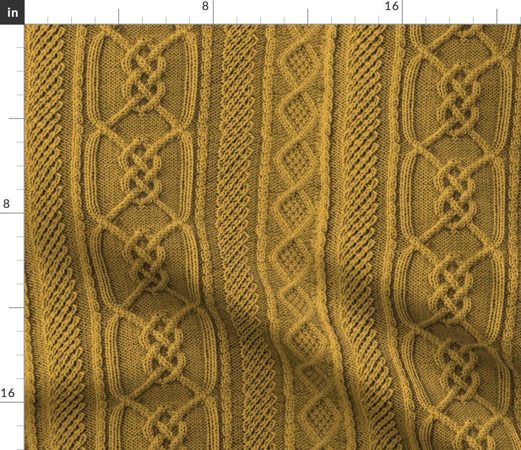 Mustard Yellow Faux Cable Knit Sweater