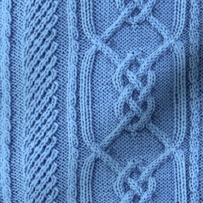 Cornflower Blue Faux Cable Knit Sweater