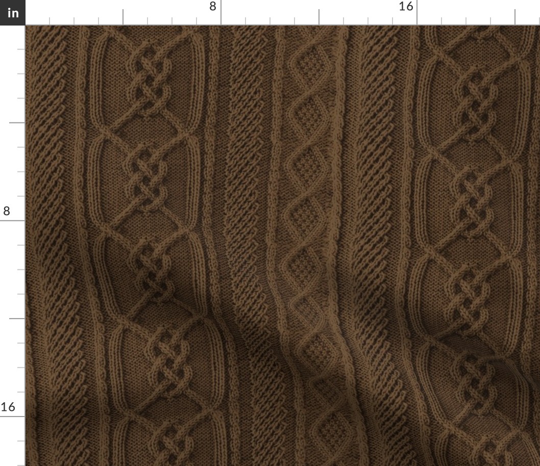 Chocolate Brown Faux Cable Knit Sweater