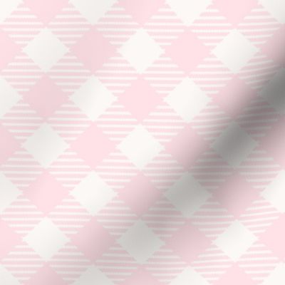 Sweet summer nordic scandinavian pink diagonal gingham, gingham fabric, english light pink country, pink and white fabric 