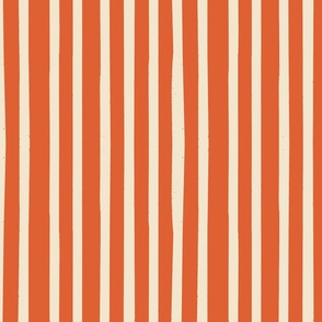 Tangerine Stripes, Cream and Orange, Hand Drawn Stripes