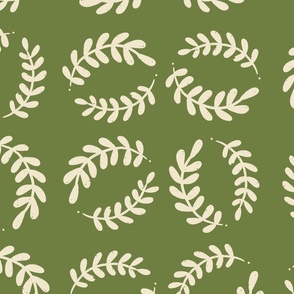 Whimsy Vines, Green Foliage, Green Leaves, Cream and Green, Plants