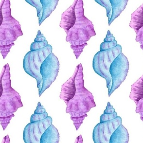 Shells in Blue & Purple. Sea Ocean pattern