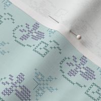 Cross-stitch embroidery pattern - sm border - violet & butterfly