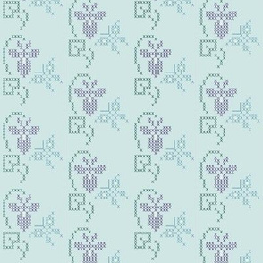 Cross-stitch embroidery pattern - sm border - violet & butterfly