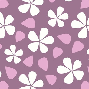 Flowers in White on Purple (Large)