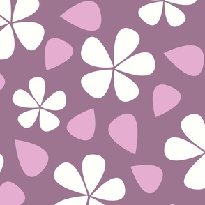 Flowers in White on Purple (X-Large)