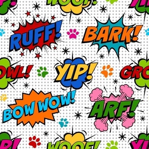 Large Scale Dog Expression Comic Bubbles on White