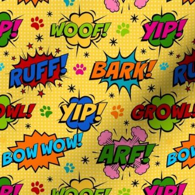 Medium Scale Dog Expression Comic Bubbles on Yellow