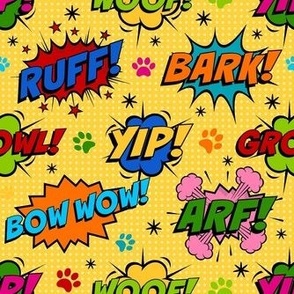 Medium Scale Dog Expression Comic Bubbles on Yellow