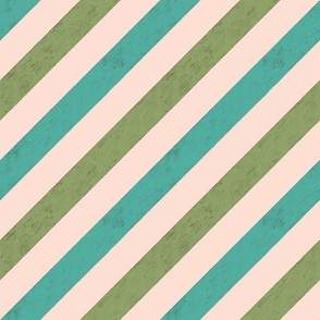 Green Diagonal Stripes on Beige Pink
