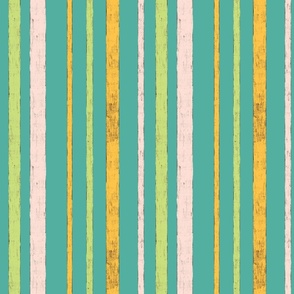 Pink Yellow Stripes on Turquoise Background